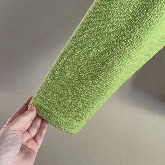 L.L. Bean Women Sz M Lime Green Full Zip Polartec Fleece Zip Pockets Jacket - Picture 4 of 9